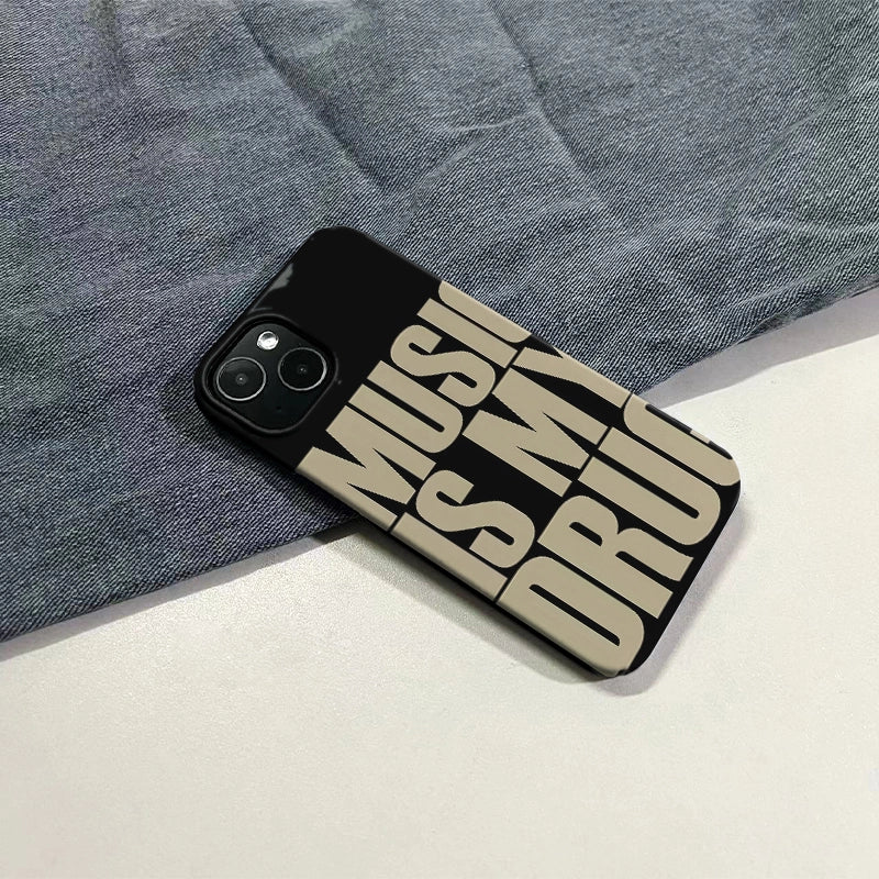 Funda para teléfono "La música es mi droga": diseño llamativo 