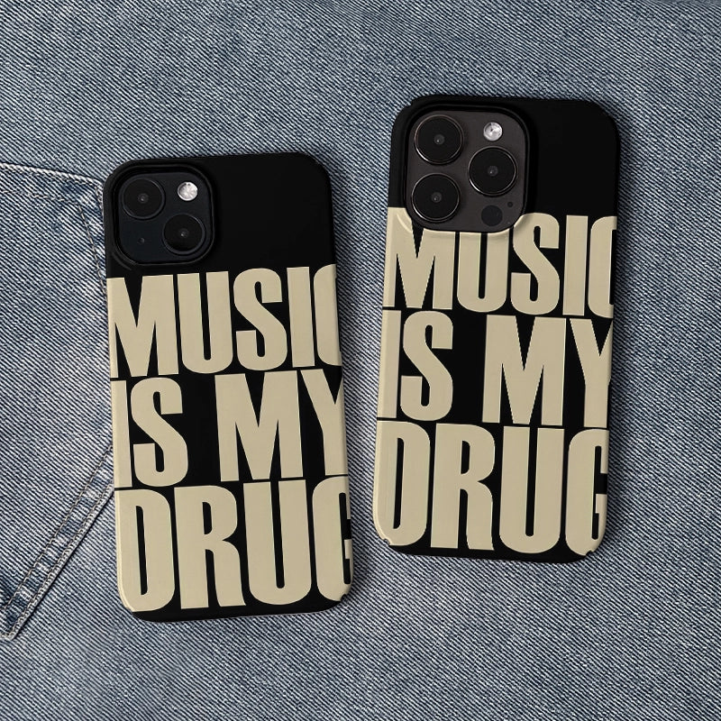 Funda para teléfono "La música es mi droga": diseño llamativo 