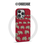 Red Elephant Herd Minimalist IPhone Phone Case - Premium Protective Phone Case - View 4