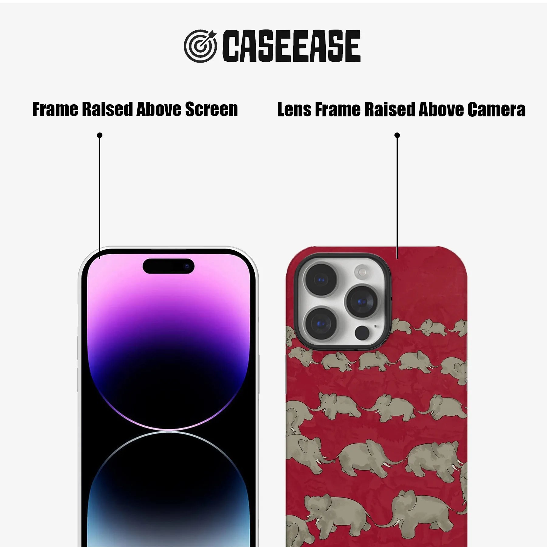 Red Elephant Herd Minimalist IPhone Phone Case - Premium Protective Phone Case - View 5