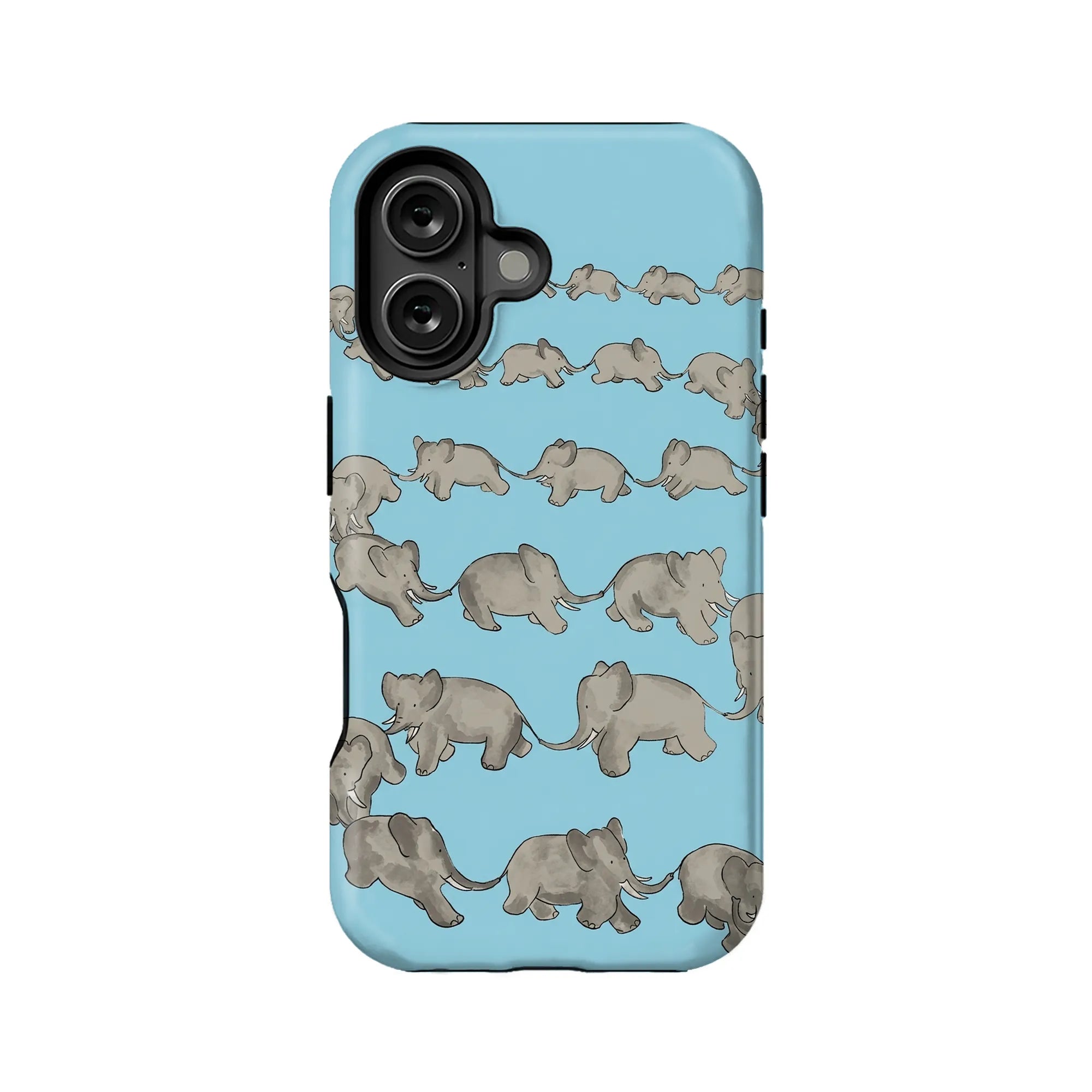 Blue elephant herd Minimalist IPhone Phone Case - Premium Protective Phone Case - View 1