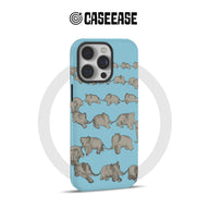 Blue elephant herd Minimalist IPhone Phone Case - Premium Protective Phone Case - View 4