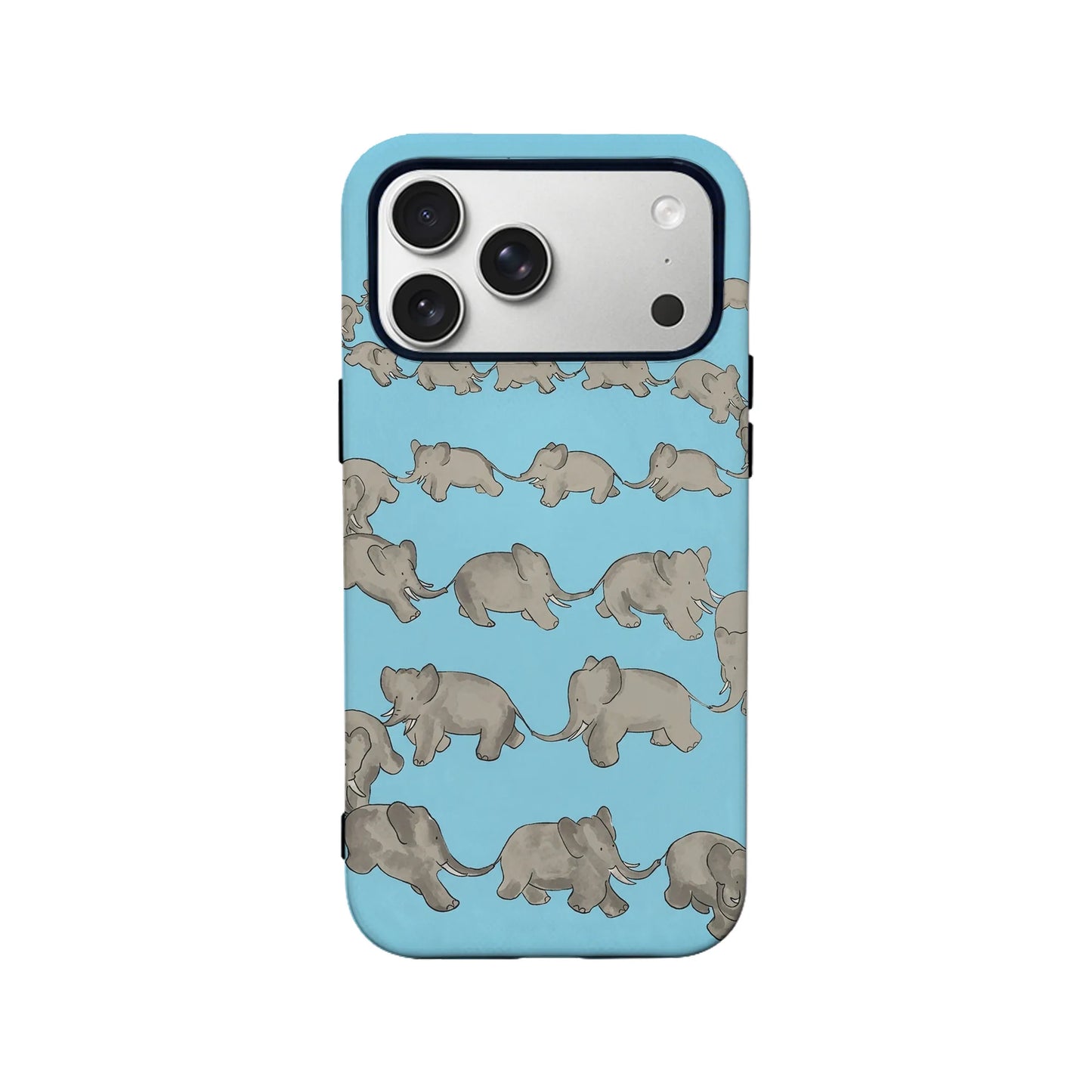 Blue elephant herd Minimalist IPhone Phone Case - Premium Protective Phone Case - View 2