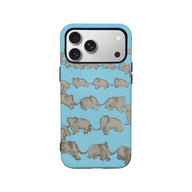 Blue elephant herd Minimalist IPhone Phone Case - Premium Protective Phone Case - View 2