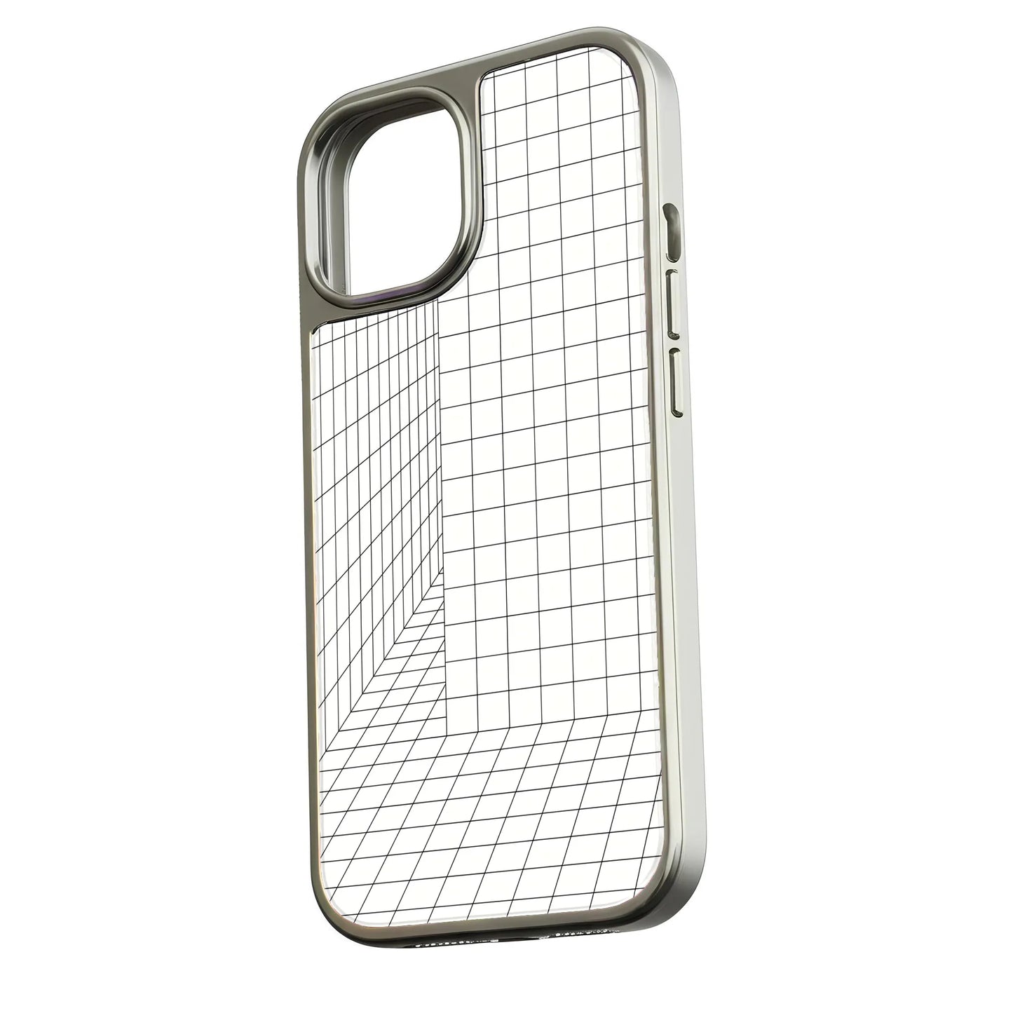 Holographic Chrome Phone Case for iPhone 14 Pro - 3D Grid Design