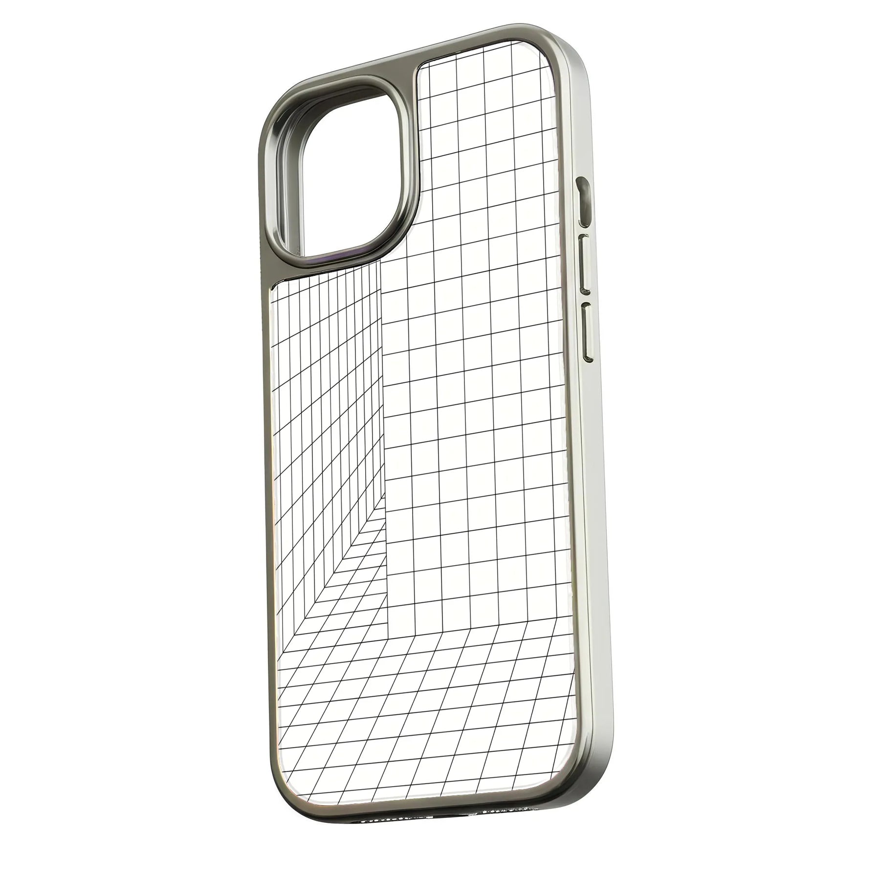 Holographic Chrome Phone Case for iPhone 14 Pro - 3D Grid Design