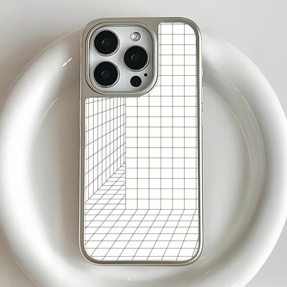 Holographic Chrome Phone Case for iPhone 14 Pro - 3D Grid Design