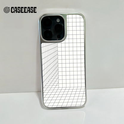 Holographic Chrome Phone Case for iPhone 14 Pro - 3D Grid Design