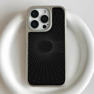 Holographic Chrome Phone Case for iPhone 15 Pro - Black Spiral Design