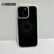 Holographic Chrome Phone Case for iPhone 15 Pro - Black Spiral Design