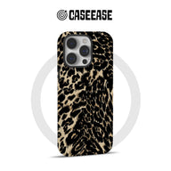 Black and tan leopard print iPhone case shown from rear product angle