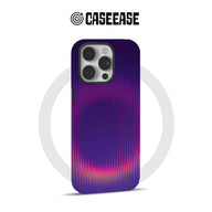 Purple gradient ribbed iPhone case shown from rear with camera cutout