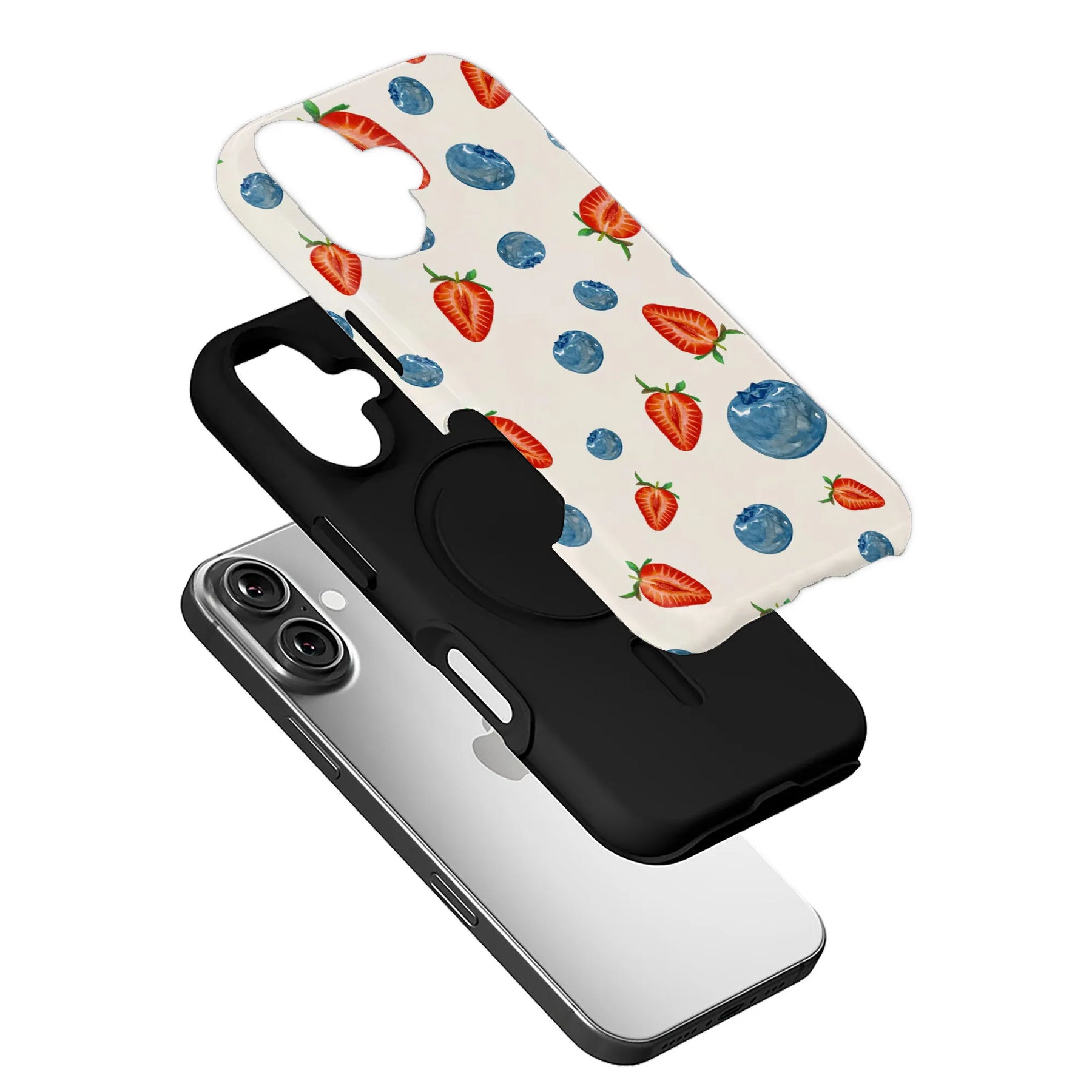 Fruit Lovers Phone Case - Strawberries and Blueberries Design