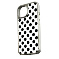 Funda para teléfono con diseño holográfico de lunares cromados en blanco y negro