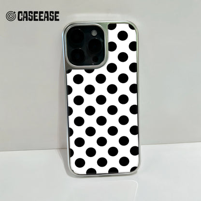 Holographic Chrome Polka Dot Phone Case - Black & White Design
