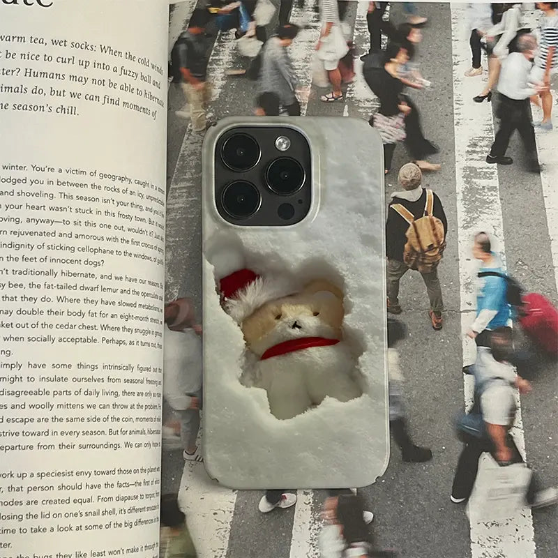 Funda para teléfono con diseño navideño de oso nevado: diseño acogedor y festivo 