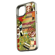 Holographic Chrome Vintage Collage Phone Case - Colorful Design with Retro Elements