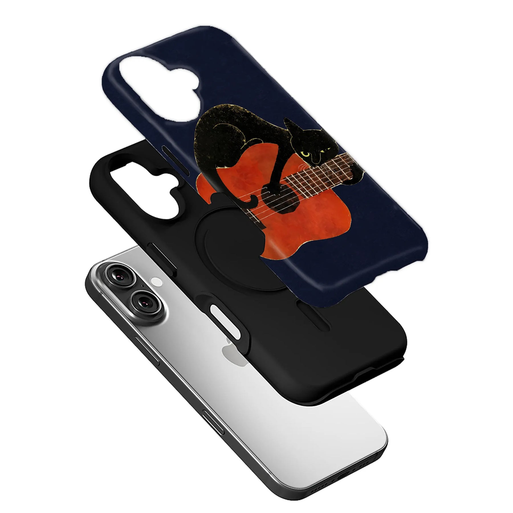 Black Cat Guitar Phone Case