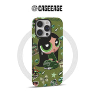 Green cartoon girl phone case with jewel pattern, rear-facing CASEEASE product display