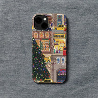 Funda para teléfono con luces navideñas de la ciudad 