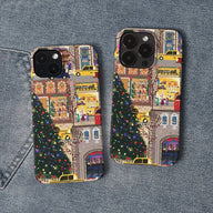 Funda para teléfono con luces navideñas de la ciudad 