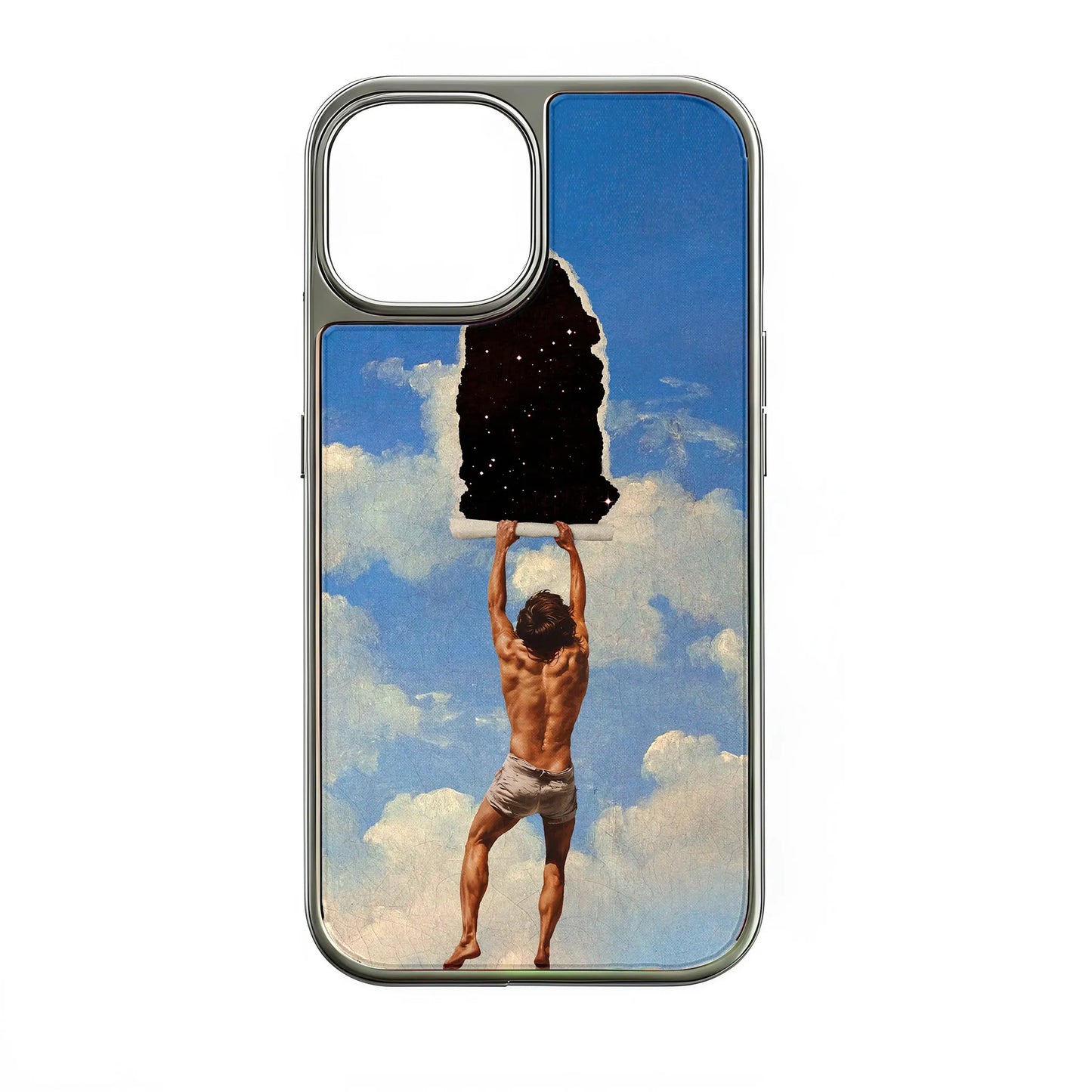 Holographic Chrome Phone Case for iPhone 14 Pro - Artistic Cosmic Design