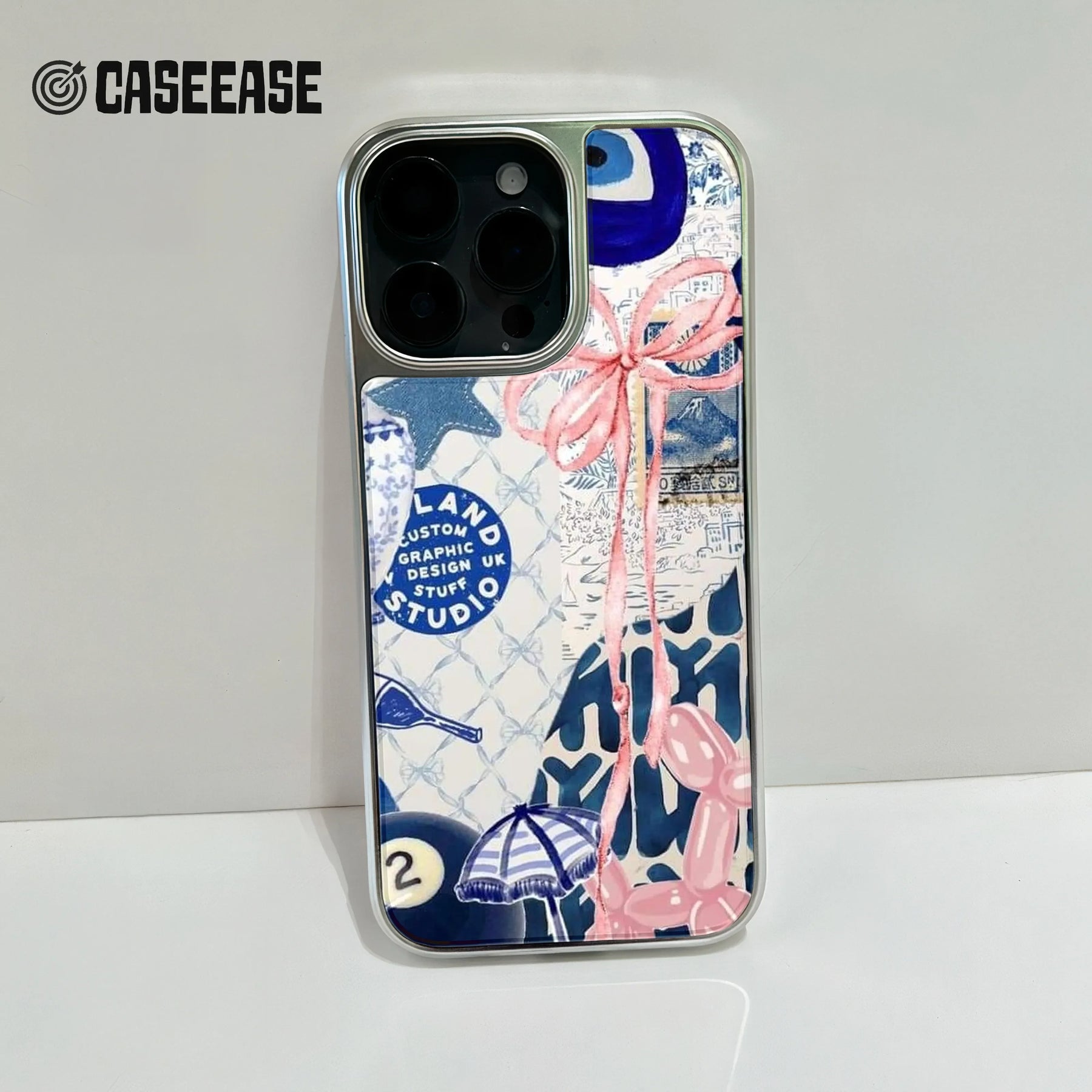 Holographic Chrome Phone Case - Vintage Collage Design