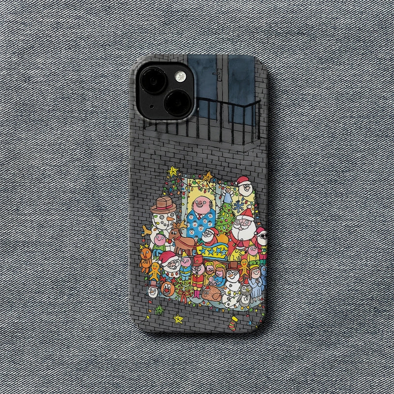 Funda para teléfono con escena navideña festiva 
