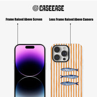 Orange striped fish phone case front and back angle with raised camera frame