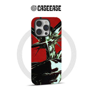 Red, black, and mint anime-style phone case, rear view, for CASEEASE product page