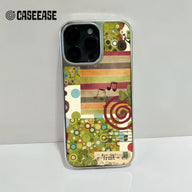 Holographic Chrome Artistic Phone Case - Colorful Collage Design