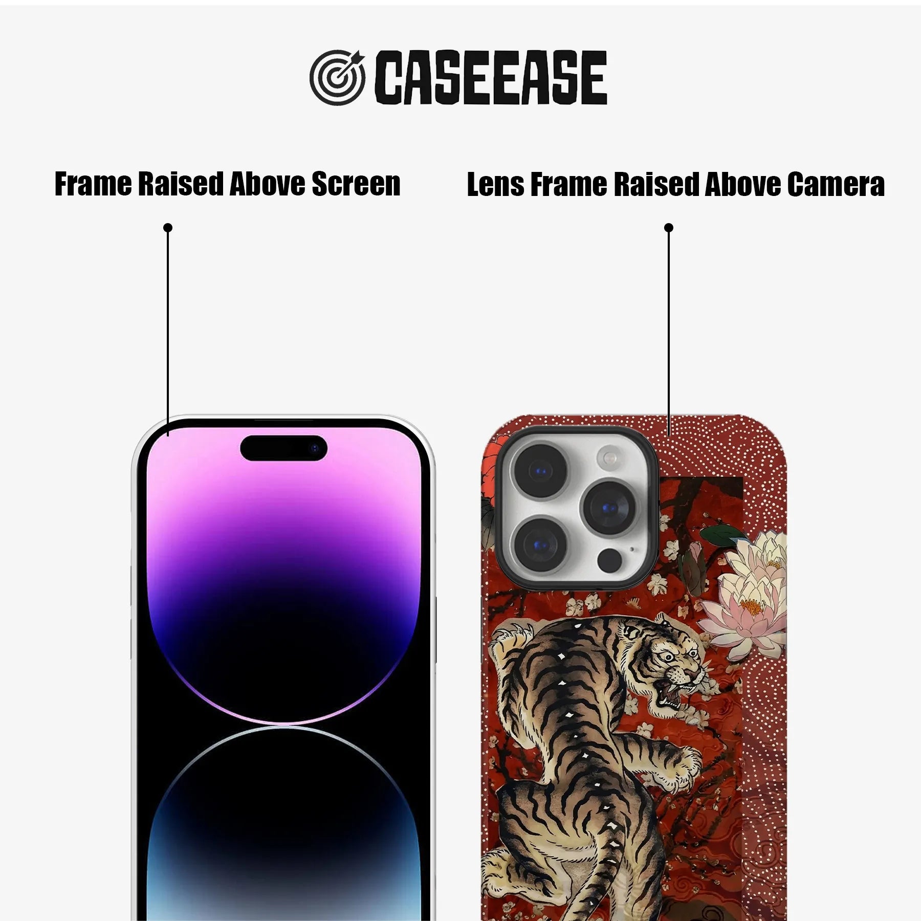 Artistic Tiger and Lotus Phone Case