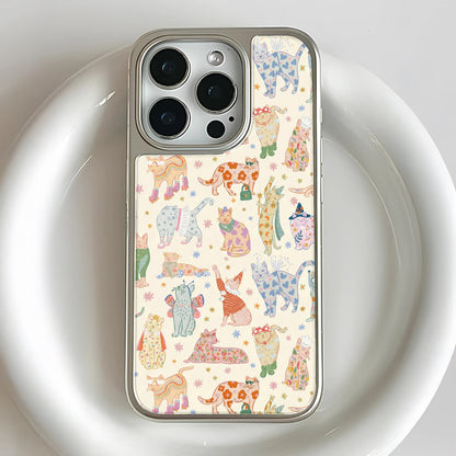 Holographic Chrome Cat Phone Case - Playful Feline Design