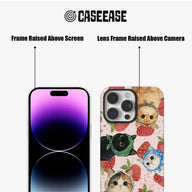 Bonita funda para teléfono con gato y fresa