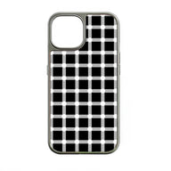 Holographic Chrome Phone Case for iPhone 14 Pro - Black and White Polka Dot Design