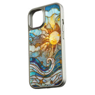 Holographic Chrome Sun & Waves Phone Case - Artistic Design (Flat Printed Design, Not 3D)