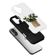 Funda minimalista para móvil con ramo de rosas blancas: diseño elegante y natural