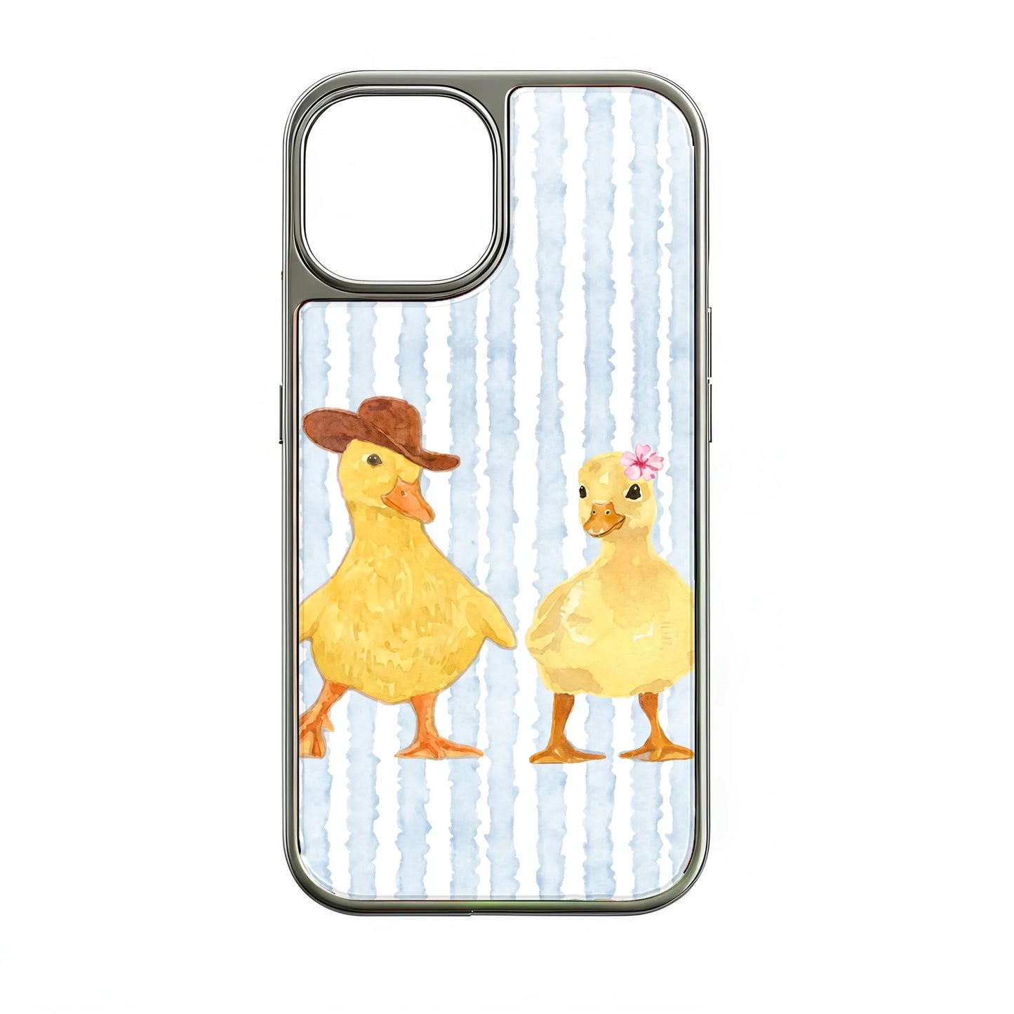 Holographic Chrome Duck Couple Phone Case - Fun and Quirky