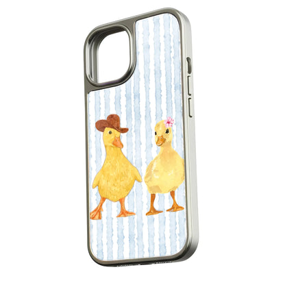Holographic Chrome Duck Couple Phone Case - Fun and Quirky