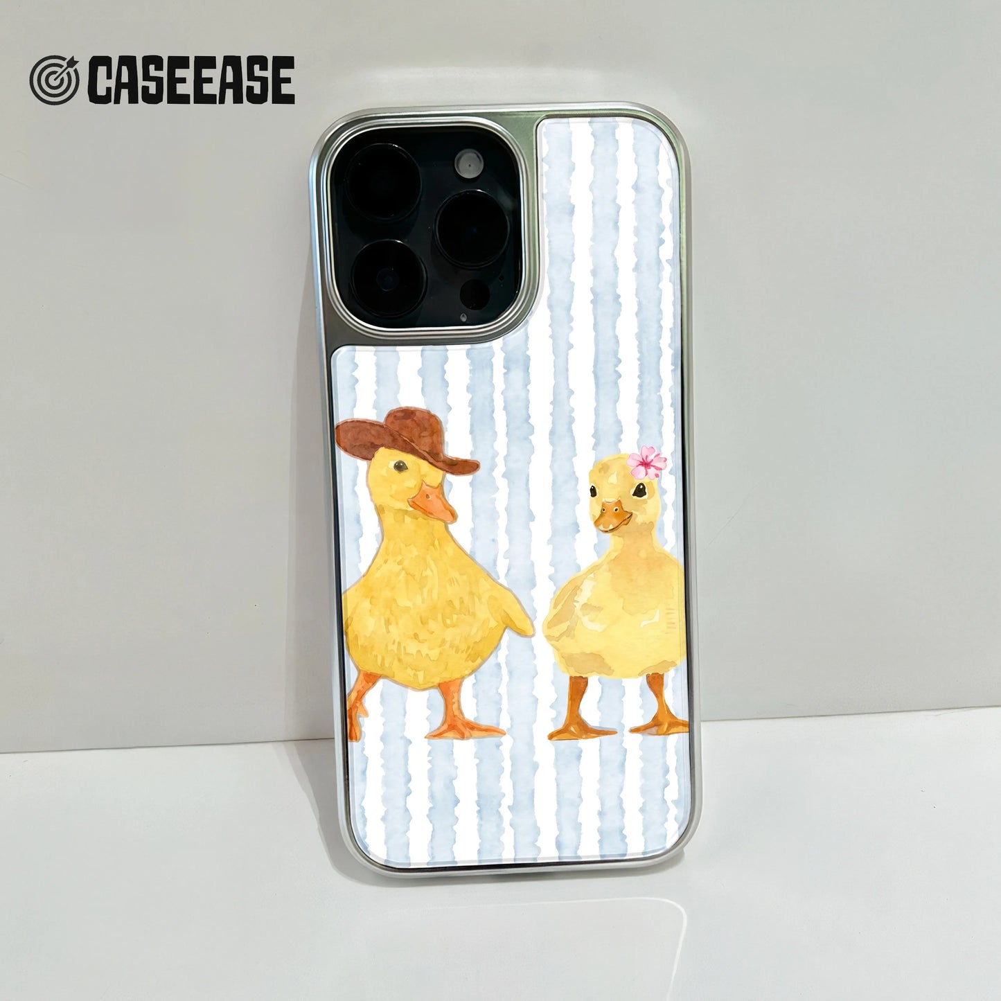 Holographic Chrome Duck Couple Phone Case - Fun and Quirky