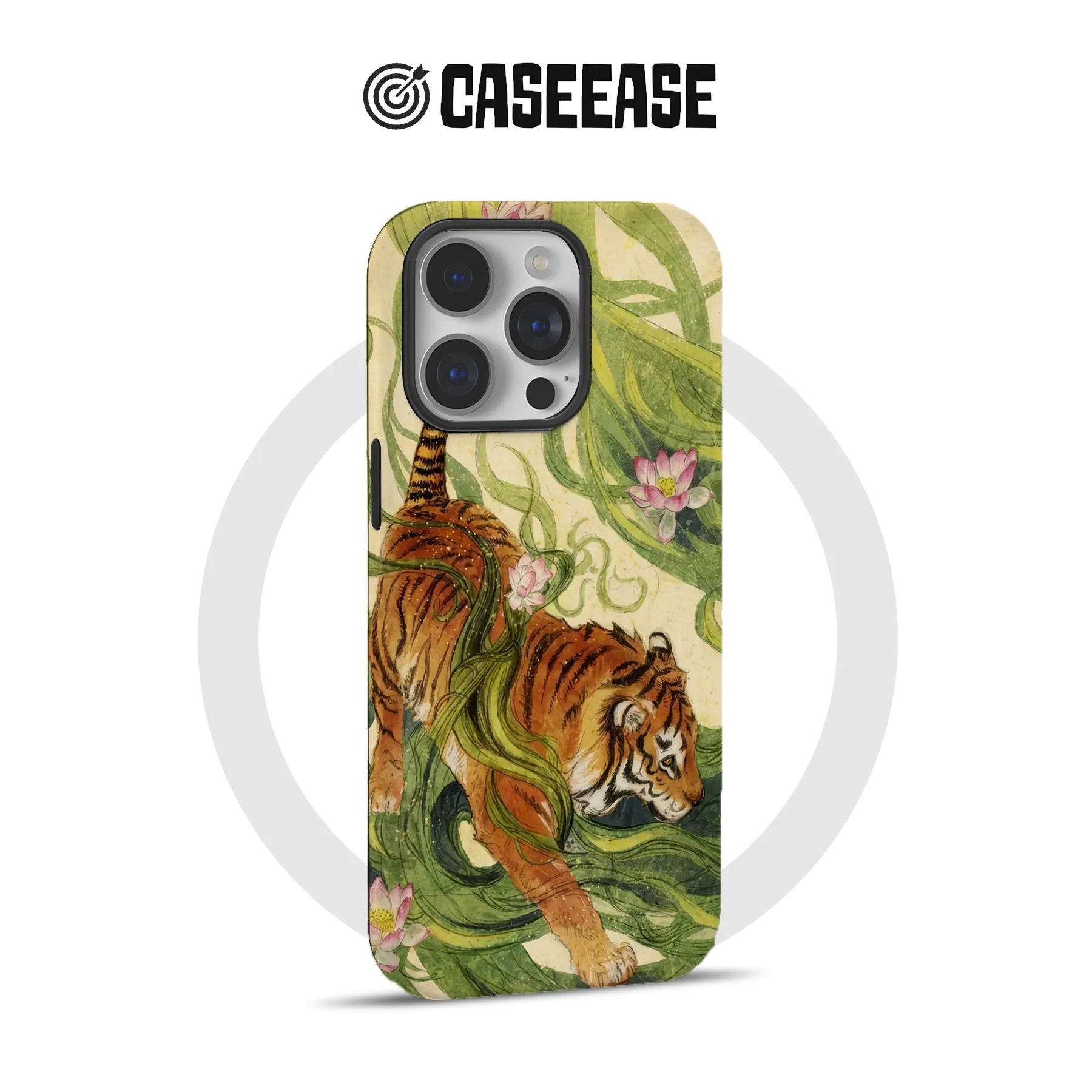Vintage Tiger and Lotus Floral Phone Case