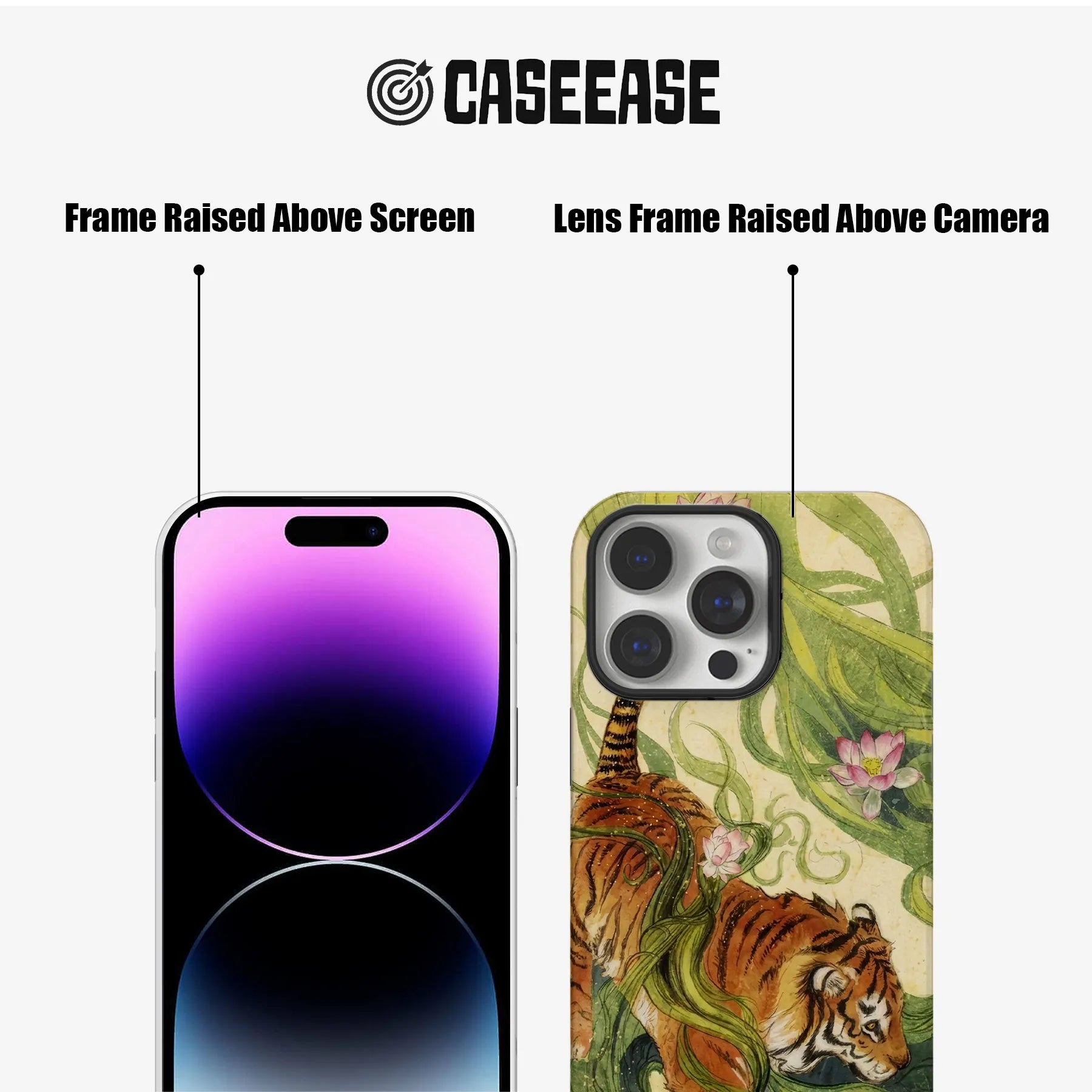 Vintage Tiger and Lotus Floral Phone Case