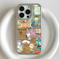 Holographic Chrome Snoopy Home Phone Case - Cartoon Design & Fun Aesthetic