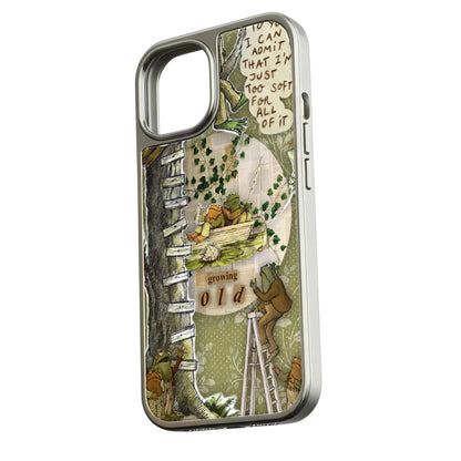 Holographic Chrome Green Frogs Phone Case - Nature-Inspired Design
