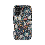 Whimsical Ghost and Floral TPU+PC IPhone 16 phone case