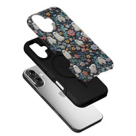Whimsical Ghost and Floral TPU+PC IPhone 16 phone case