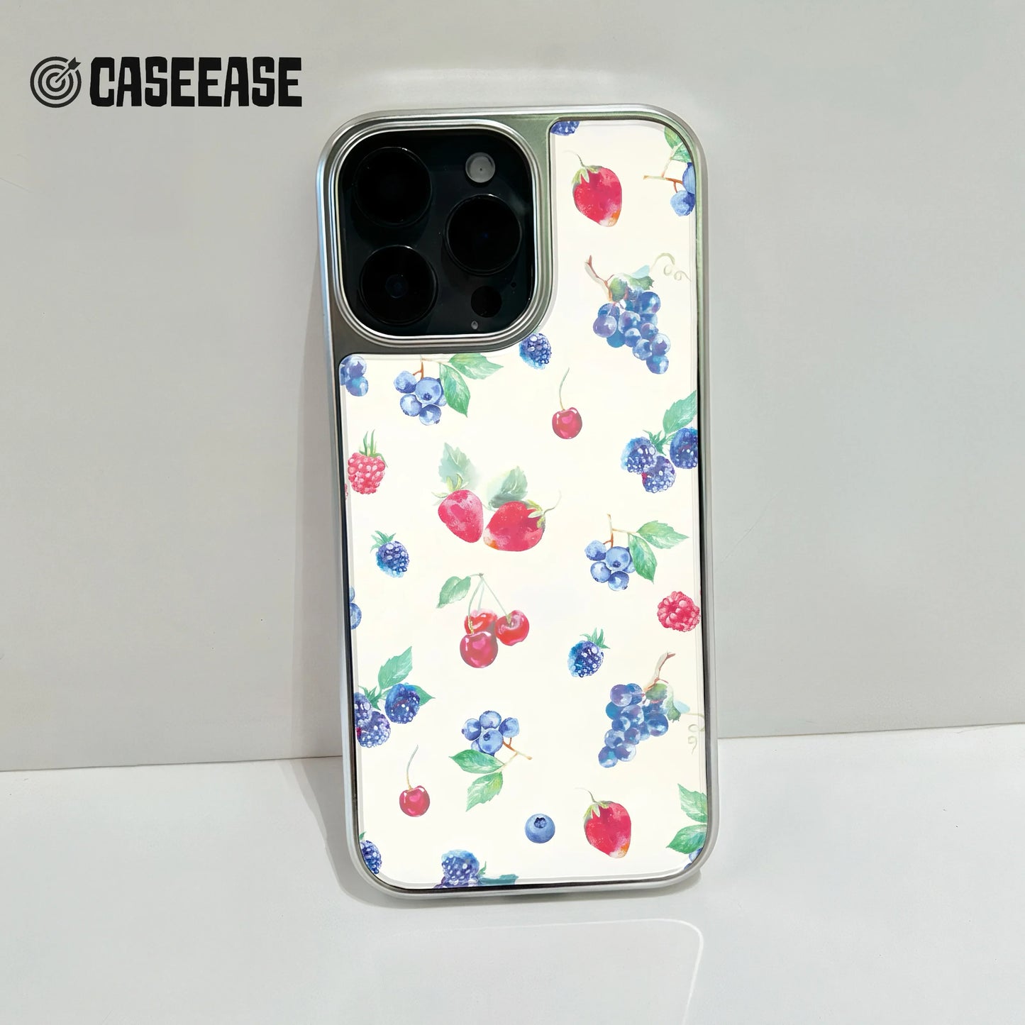 Holographic Chrome Fruit Phone Case - Vibrant Berry Design