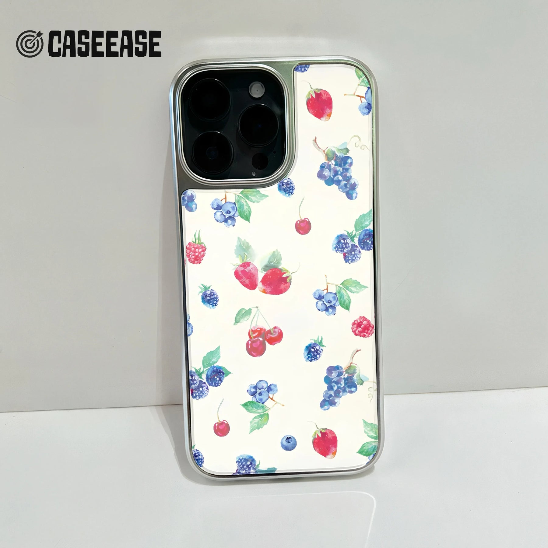 Holographic Chrome Fruit Phone Case - Vibrant Berry Design
