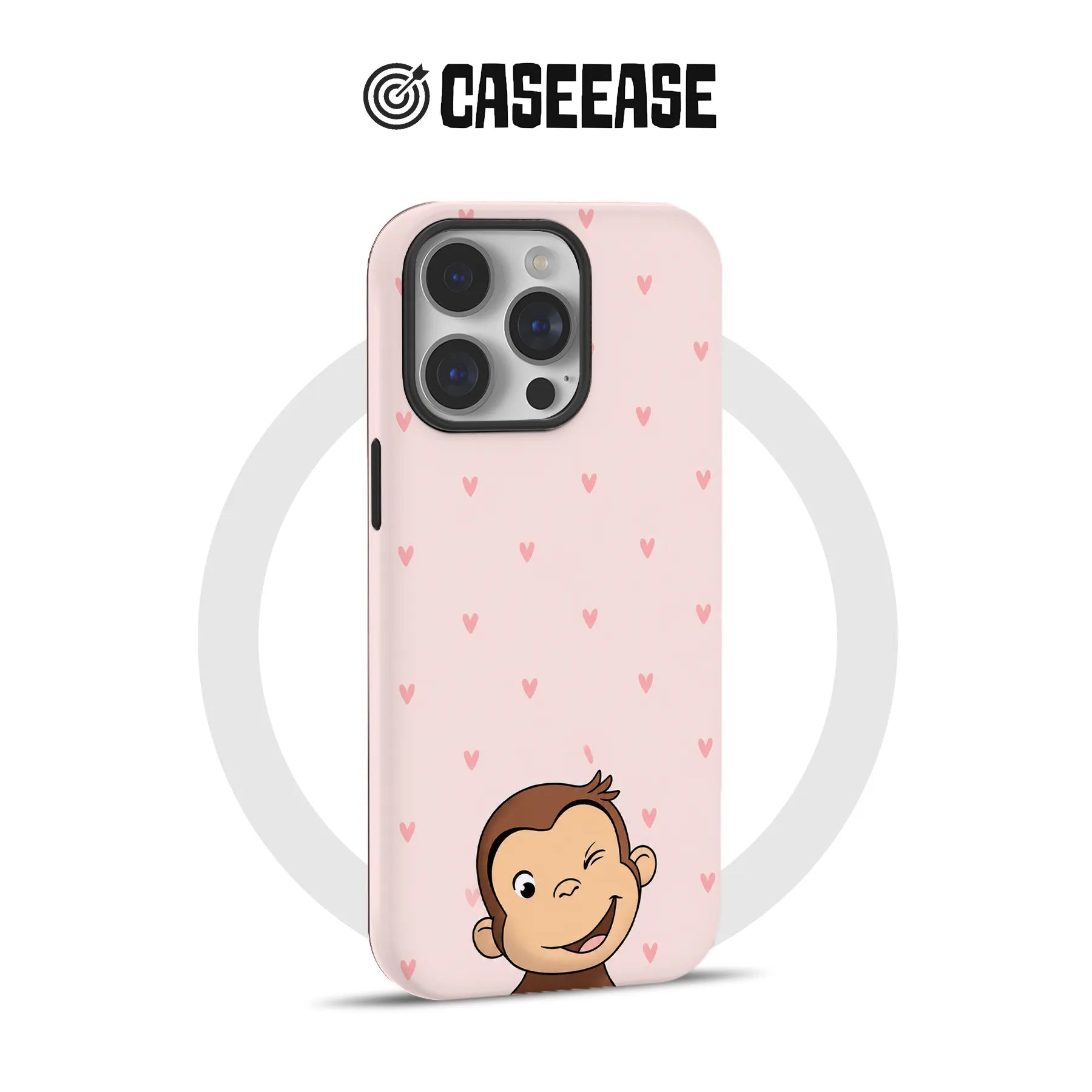 Cute Monkey Phone Case with Heart Pattern