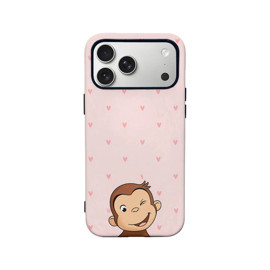 Cute Monkey Phone Case with Heart Pattern